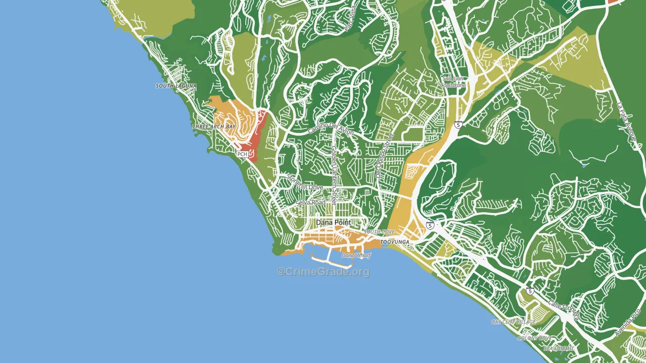 Dana Point, CA Map of Murder Rates