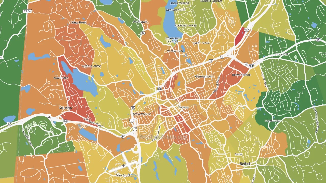 Danbury, CT Map of Murder Rates
