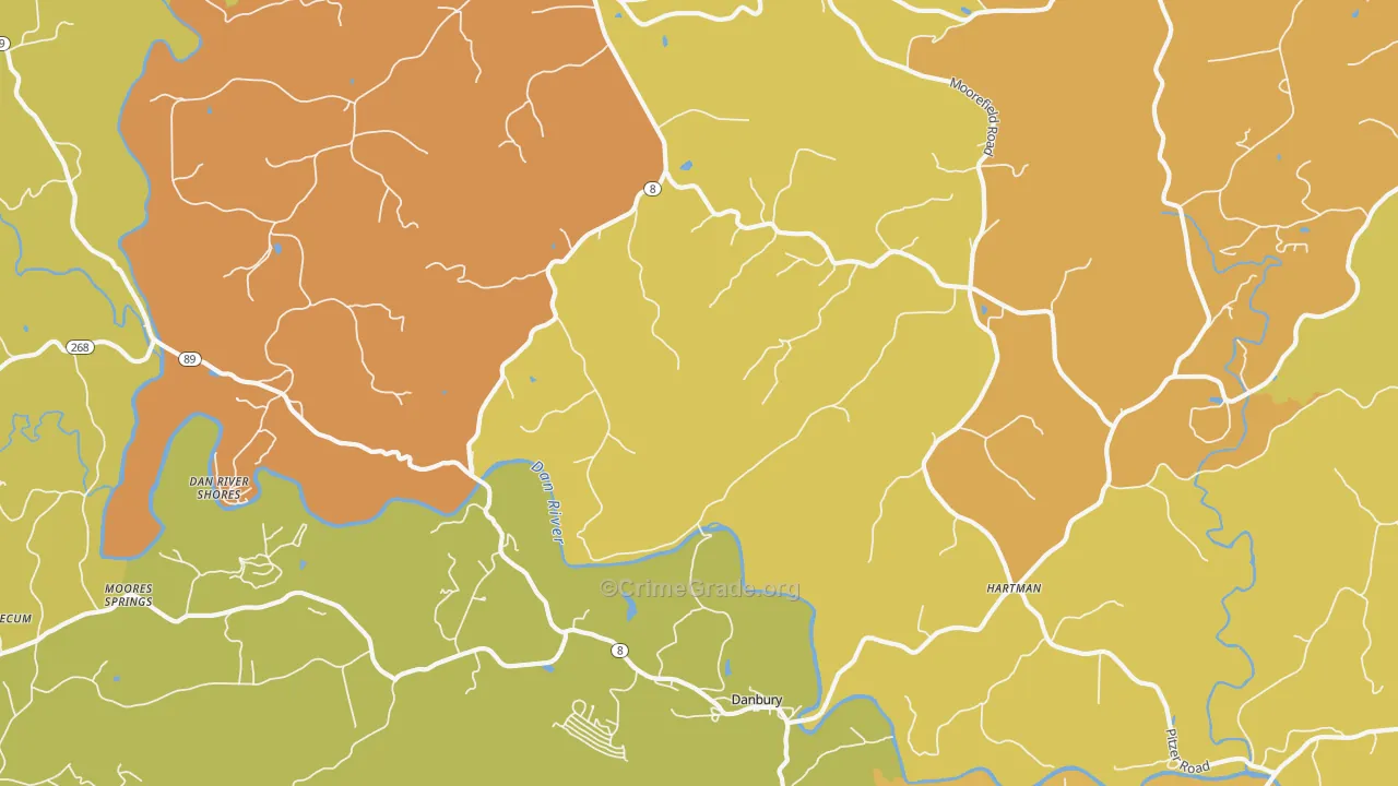 Danbury, NC Map of Murder Rates