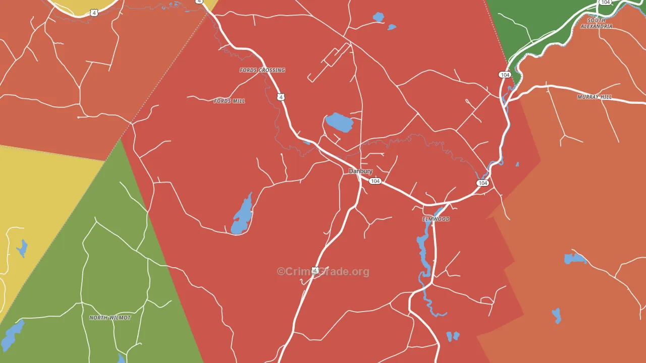 Danbury, NH Map of Murder Rates