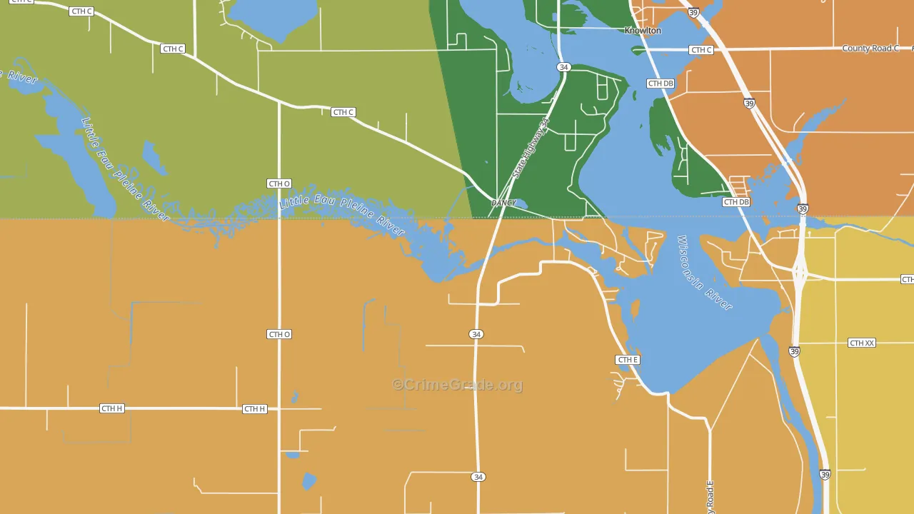 Dancy, WI Map of Murder Rates