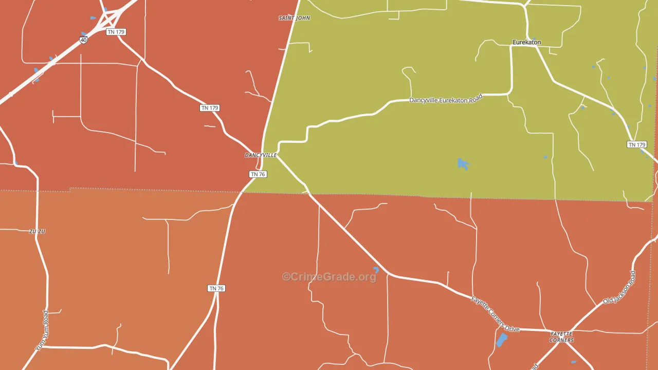 Dancyville, TN Map of Murder Rates