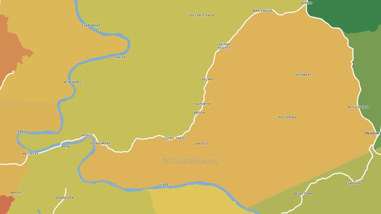 Danese, WV Map of Murder Rates