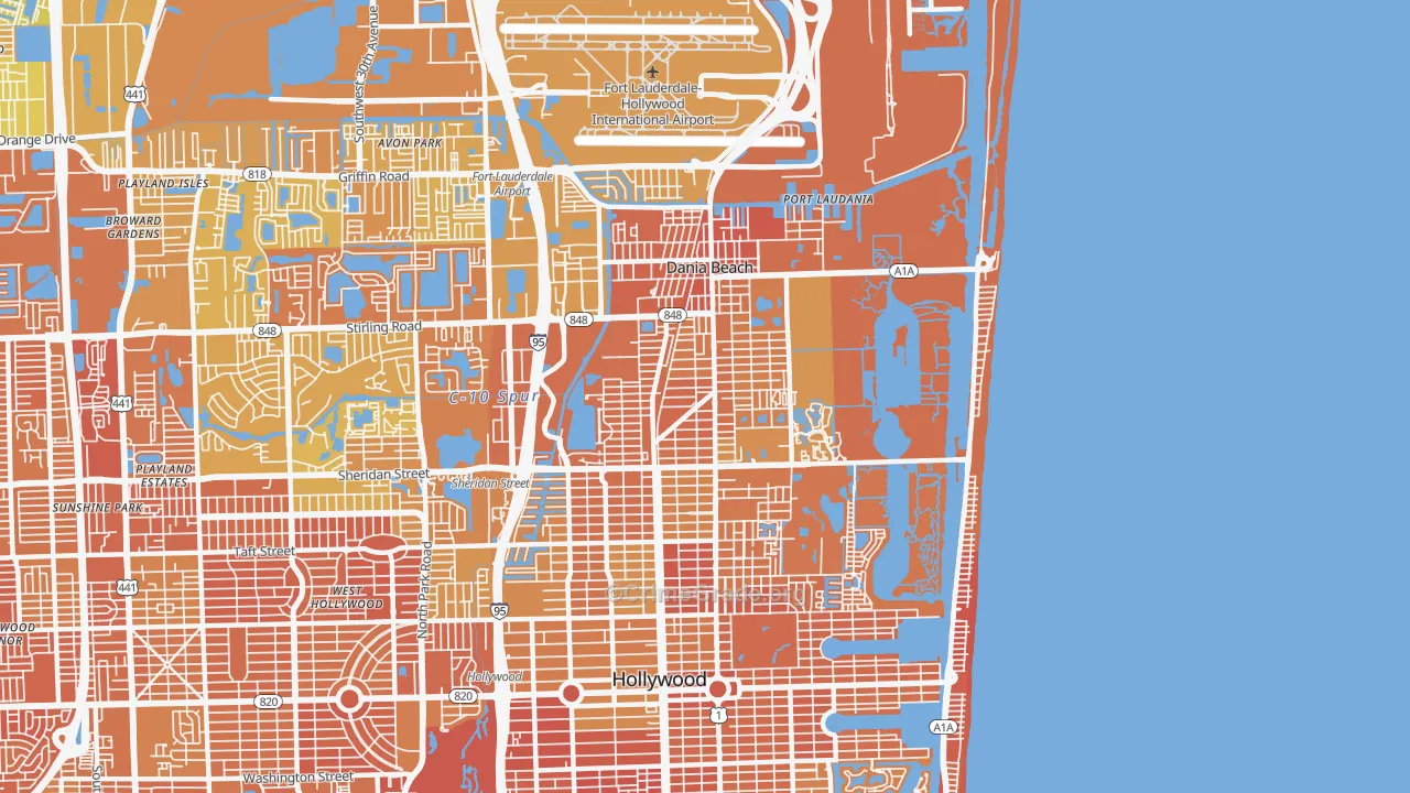 Dania, FL Map of Murder Rates