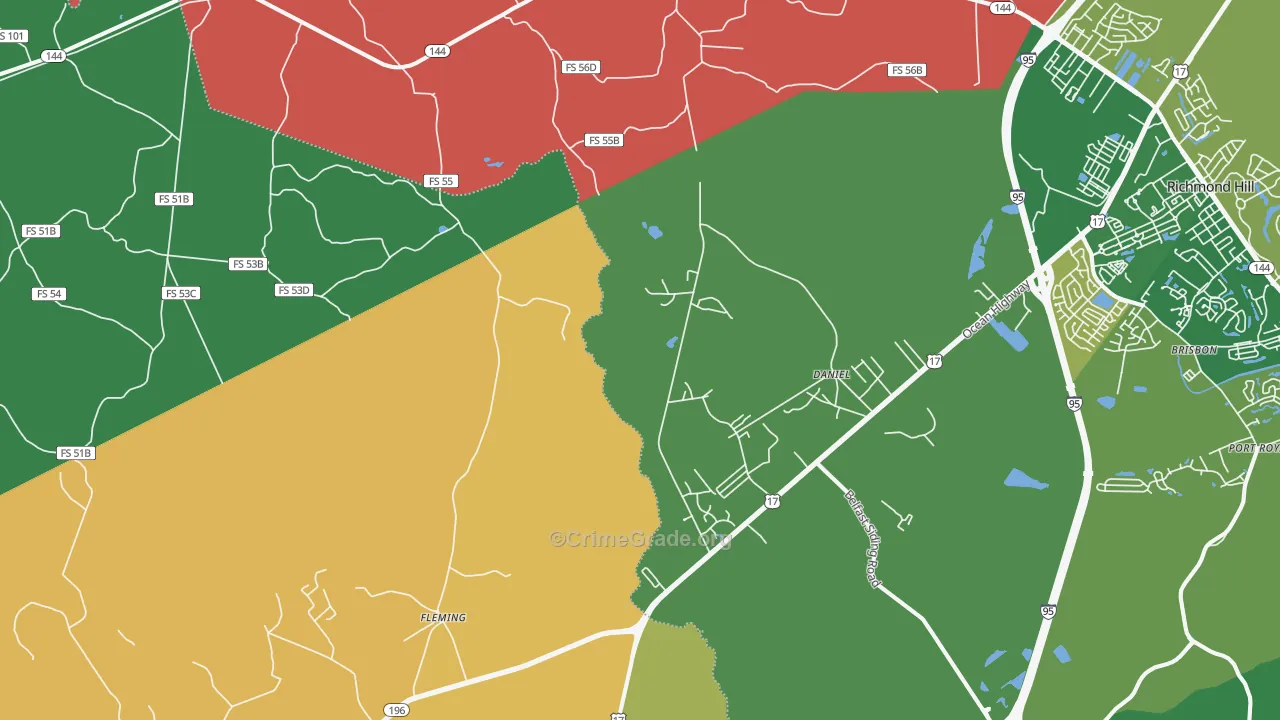 Daniel, GA Map of Murder Rates