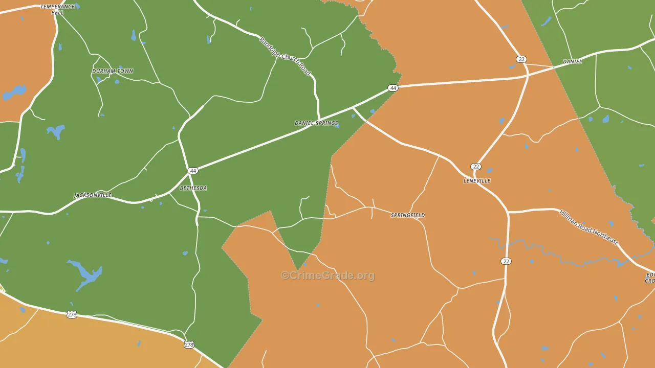 Daniel Springs, GA Map of Murder Rates