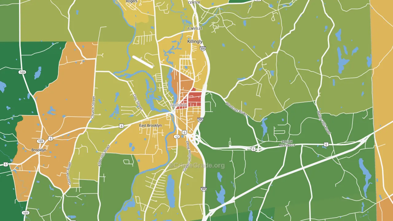 Danielson, CT Map of Murder Rates