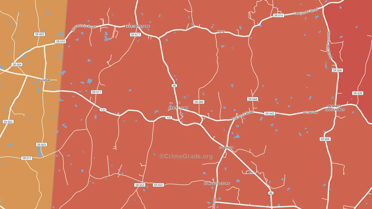 Danieltown, VA Map of Murder Rates