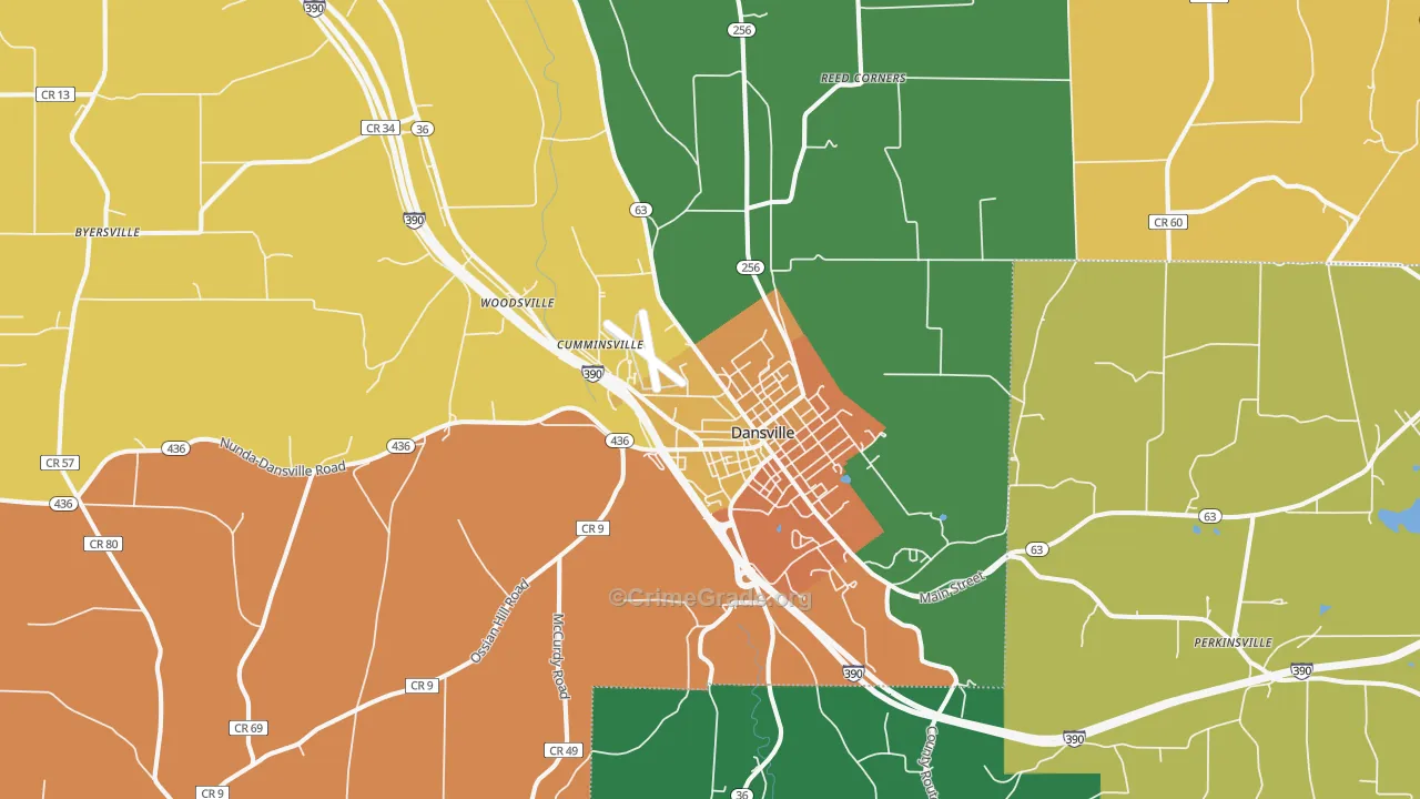 Dansville, NY Map of Murder Rates