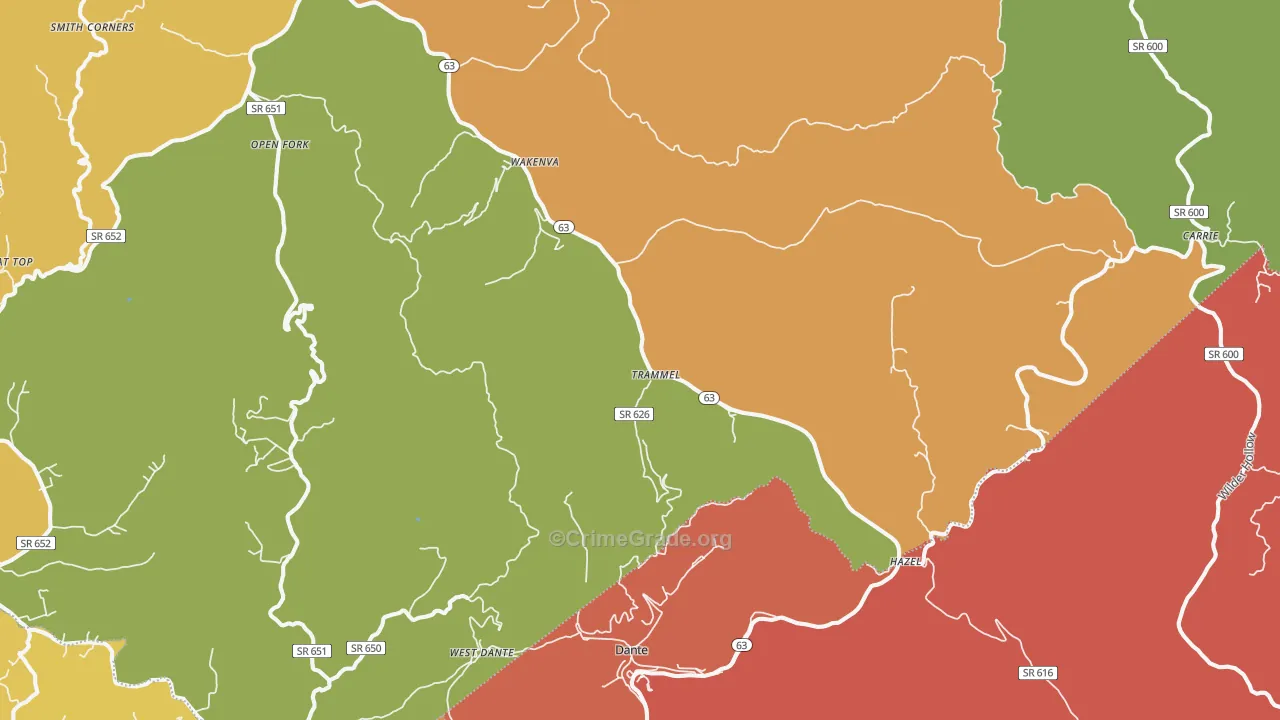 Dante, VA Map of Murder Rates