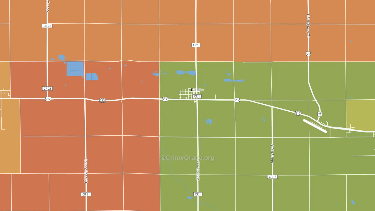 Danube, MN Map of Murder Rates