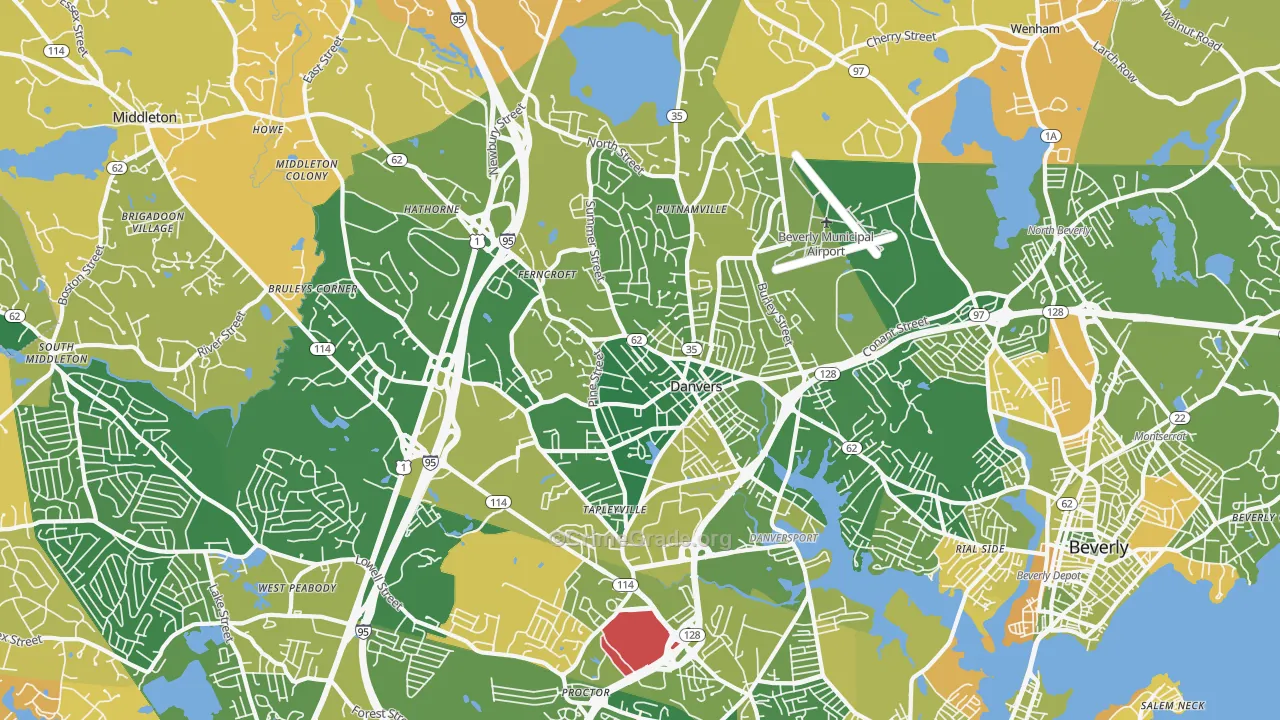 Danvers, MA Map of Murder Rates