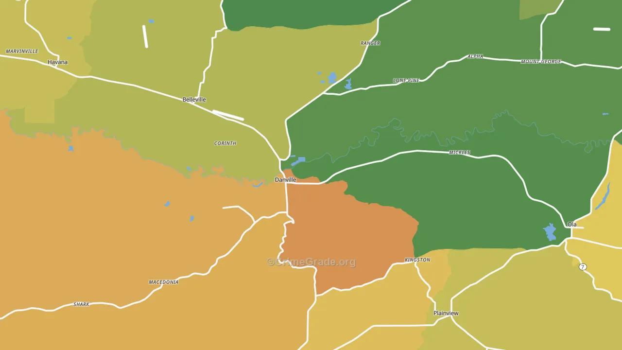 Danville, AR Map of Murder Rates