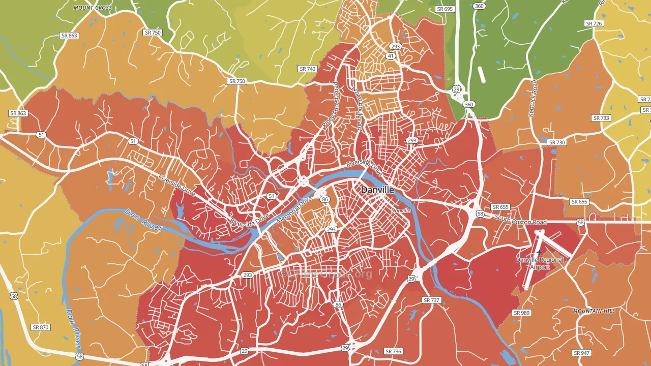 Danville City, VA Map of Murder Rates