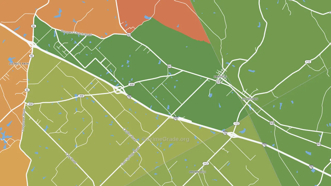 Danville, GA Map of Murder Rates