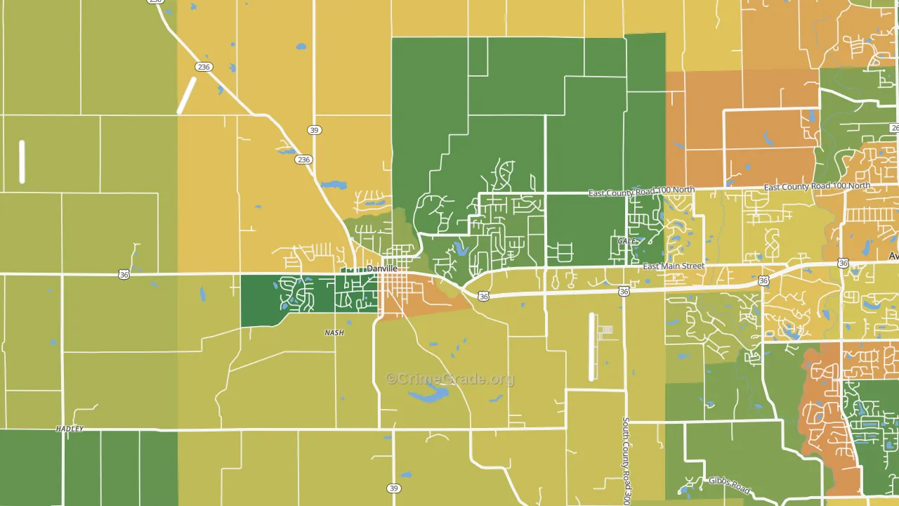 Danville, IN Map of Murder Rates