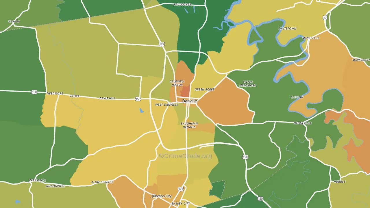 Danville, KY Map of Murder Rates