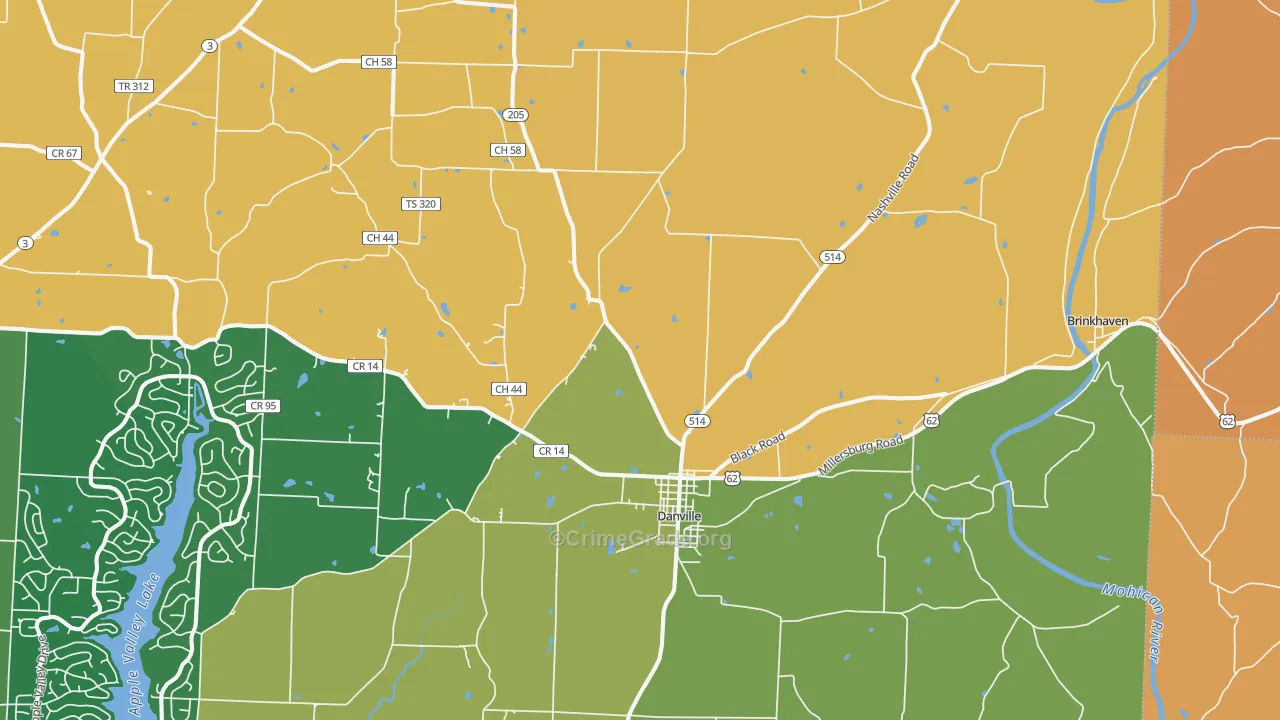 Danville, OH Map of Murder Rates