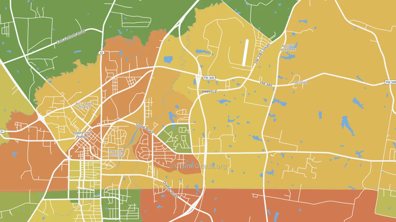Danville, TX Map of Murder Rates