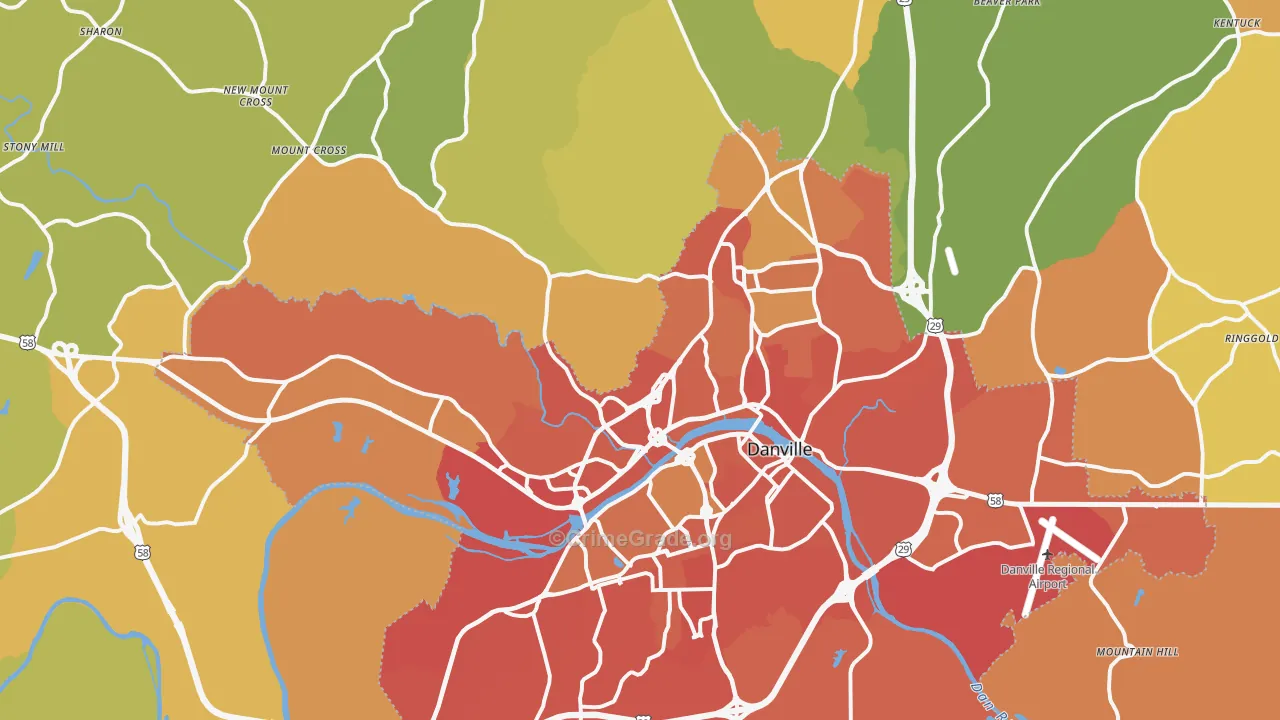 Danville, VA Map of Murder Rates
