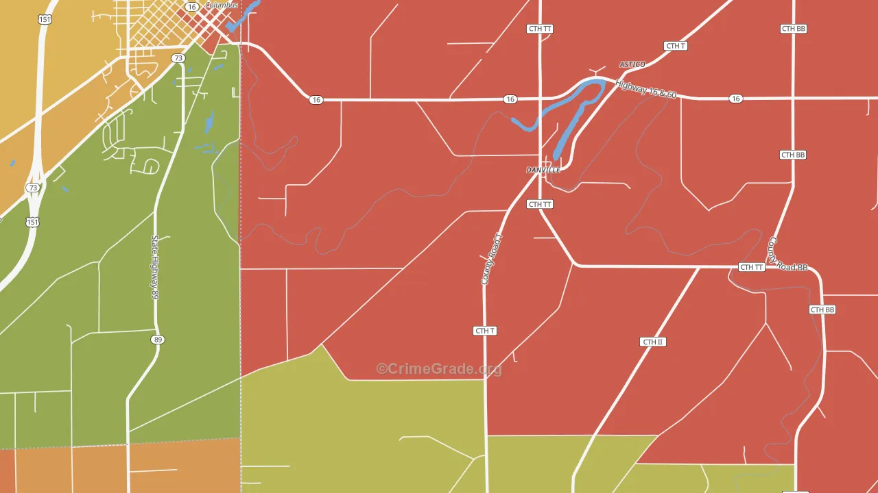 Danville, WI Map of Murder Rates