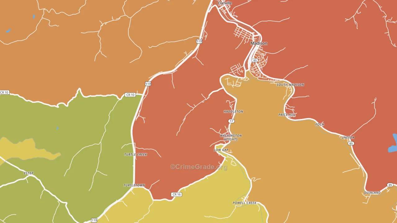 Danville, WV Map of Murder Rates