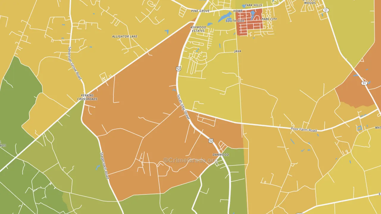 Danwood, SC Map of Murder Rates