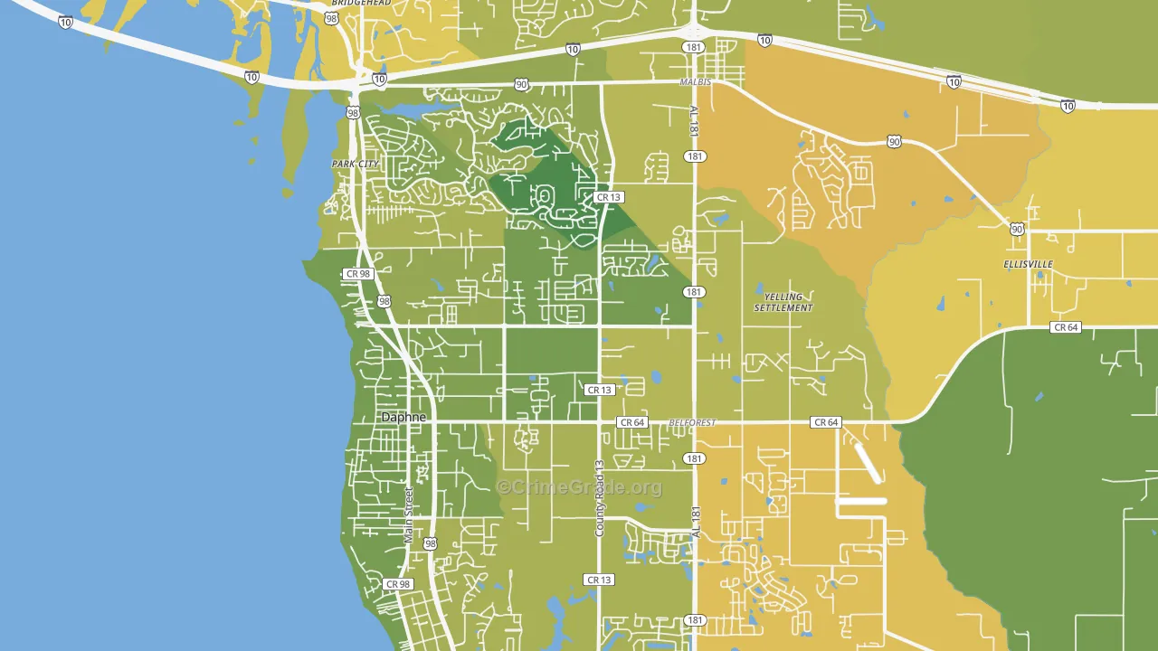 Daphne, AL Map of Murder Rates