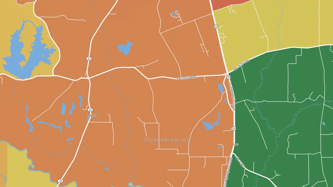 Darco, TX Map of Murder Rates