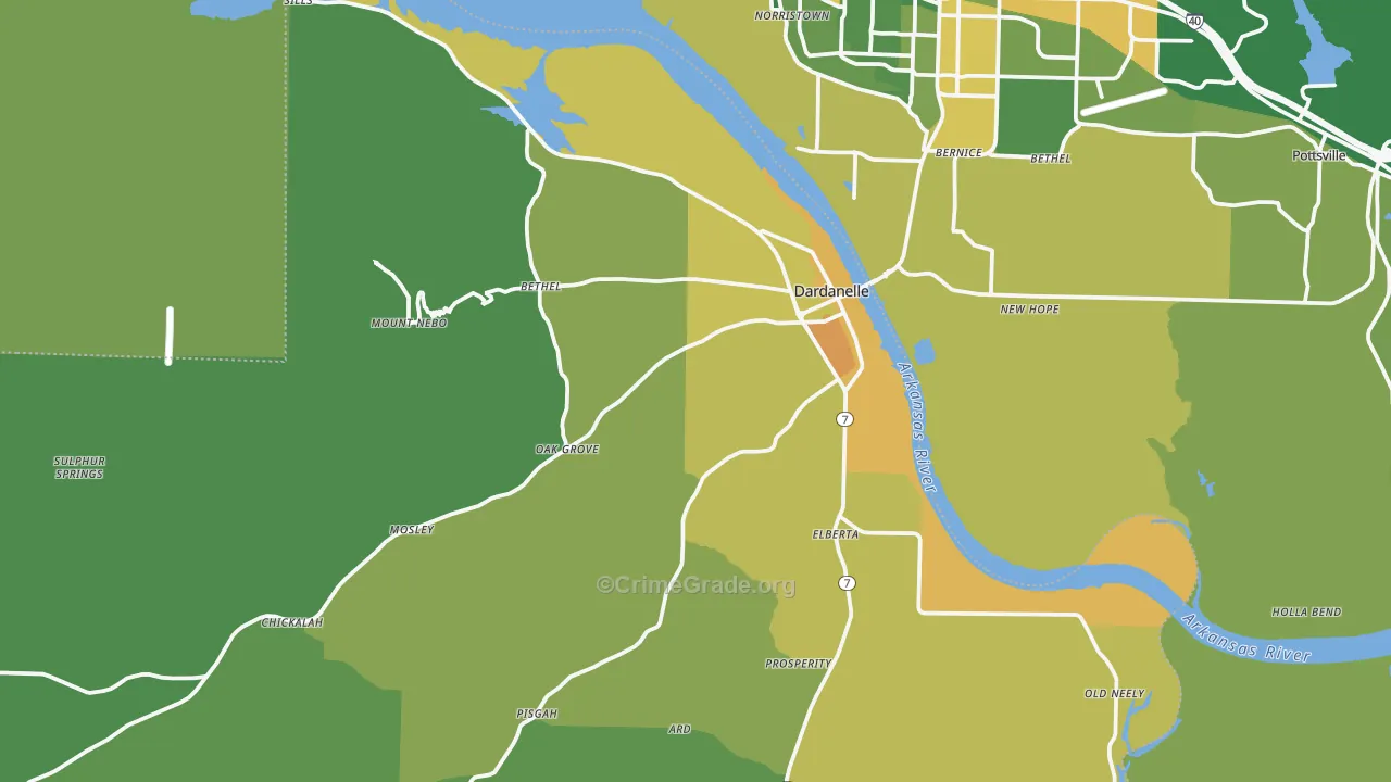 Dardanelle, AR Map of Murder Rates
