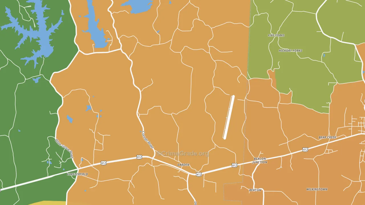Darden, TN Map of Murder Rates
