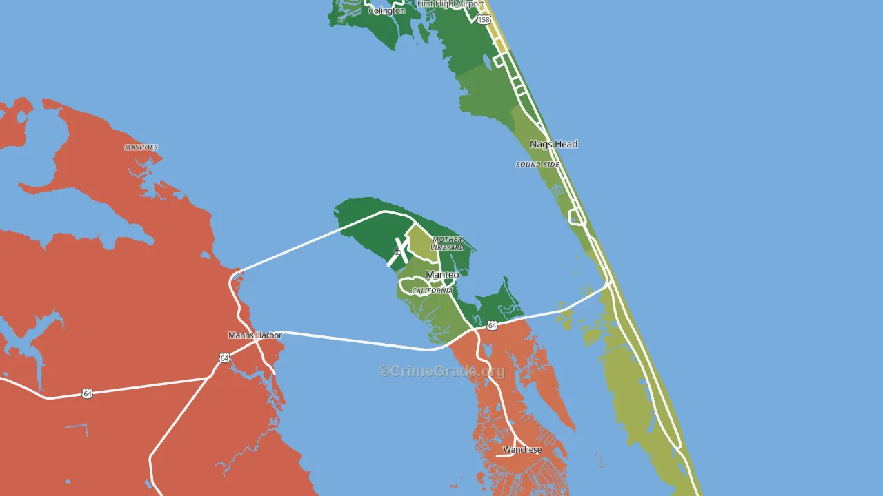 Dare County, NC Map of Murder Rates