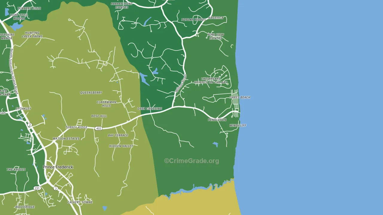 Dares Beach, MD Map of Murder Rates