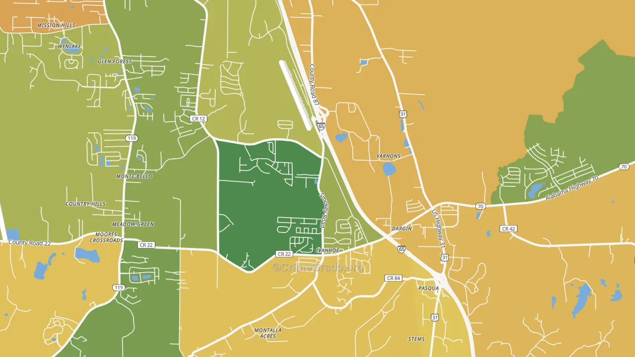 Dargin, AL Map of Murder Rates