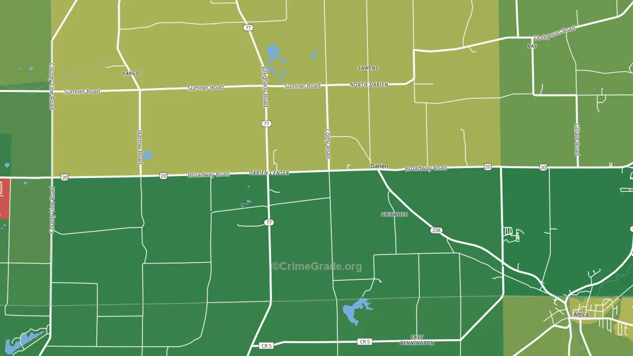 Darien Center, NY Map of Murder Rates