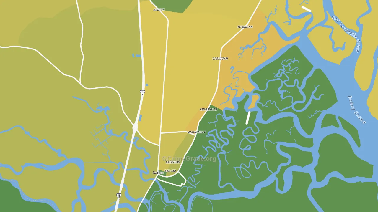 Darien, GA Map of Murder Rates