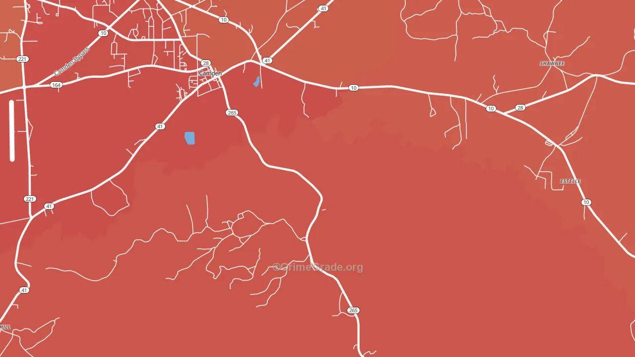 Darlington, AL Map of Murder Rates