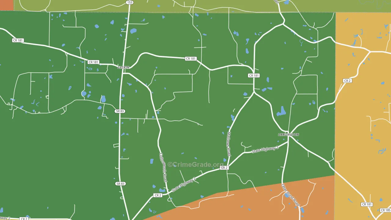 Darlington, FL Map of Murder Rates