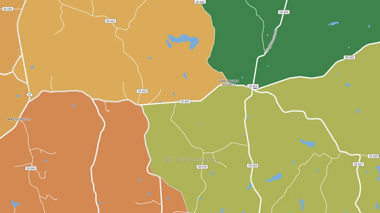 Darlington Heights, VA Map of Murder Rates