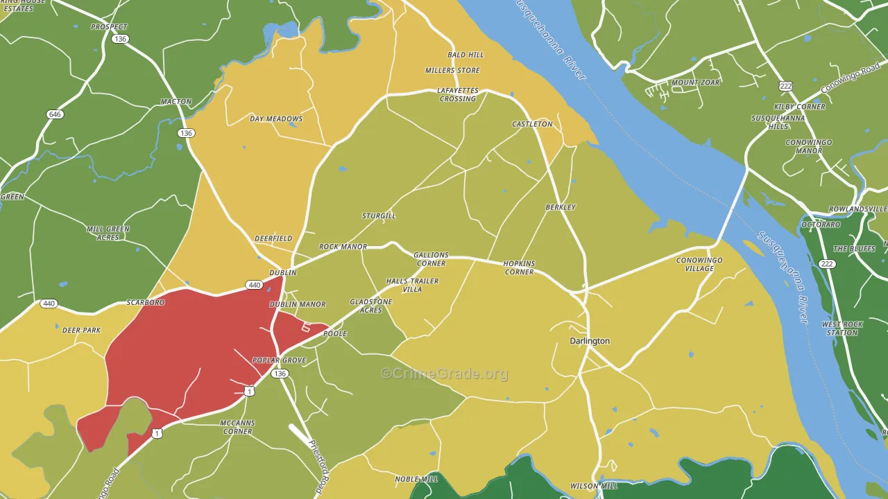 Darlington, MD Map of Murder Rates