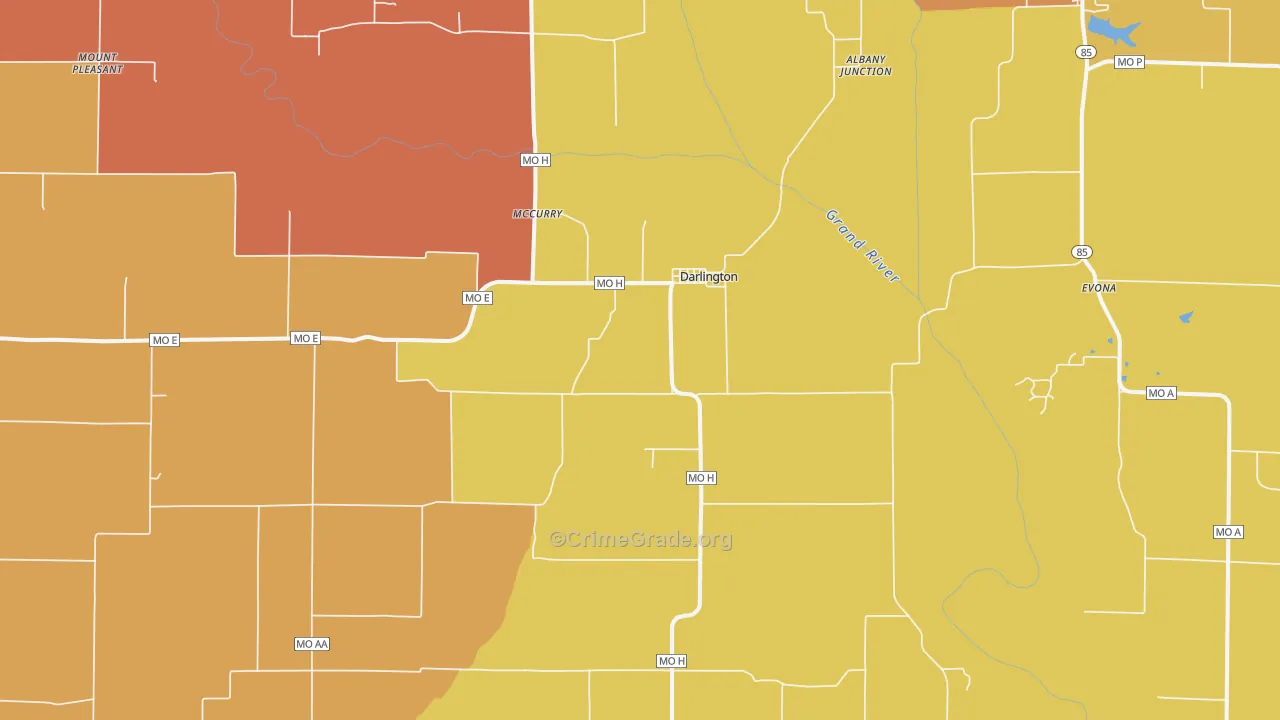 Darlington, MO Map of Murder Rates
