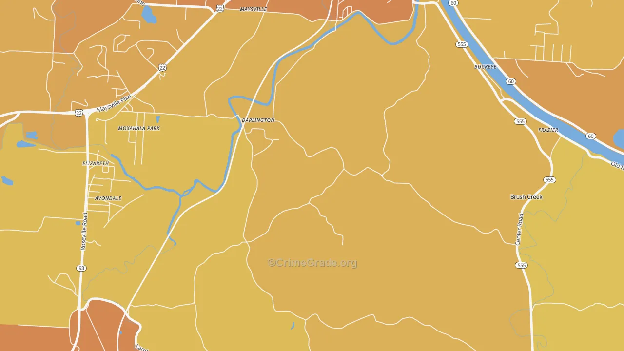 Darlington, OH Map of Murder Rates