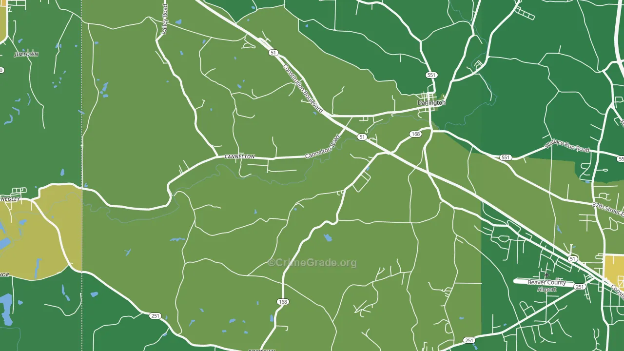 Darlington, PA Map of Murder Rates