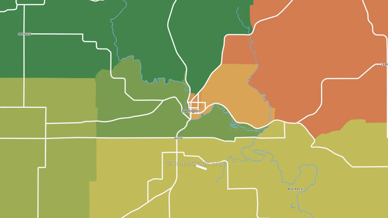 Darlington, WI Map of Murder Rates