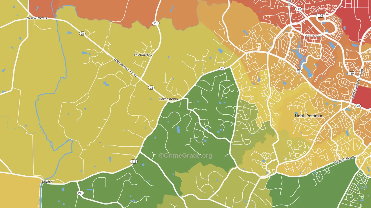 Darnestown, Gaithersburg, MD Map of Murder Rates