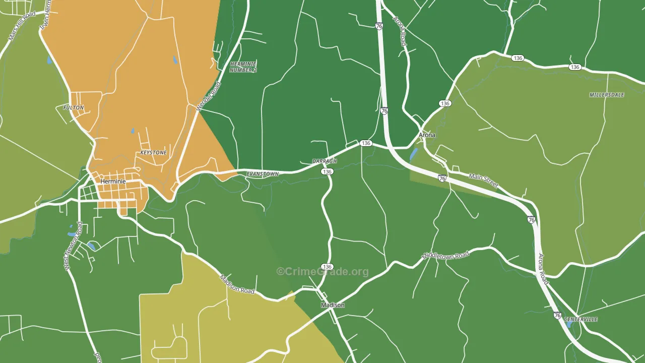 Darragh, PA Map of Murder Rates