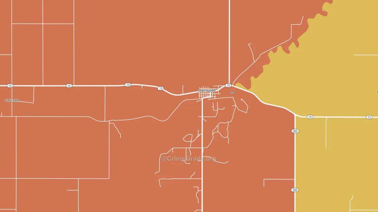 Darrouzett, TX Map of Murder Rates
