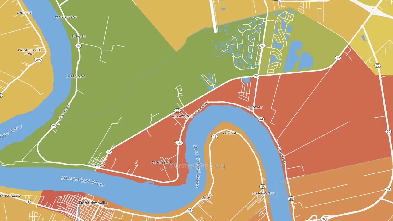 Darrow, LA Map of Murder Rates
