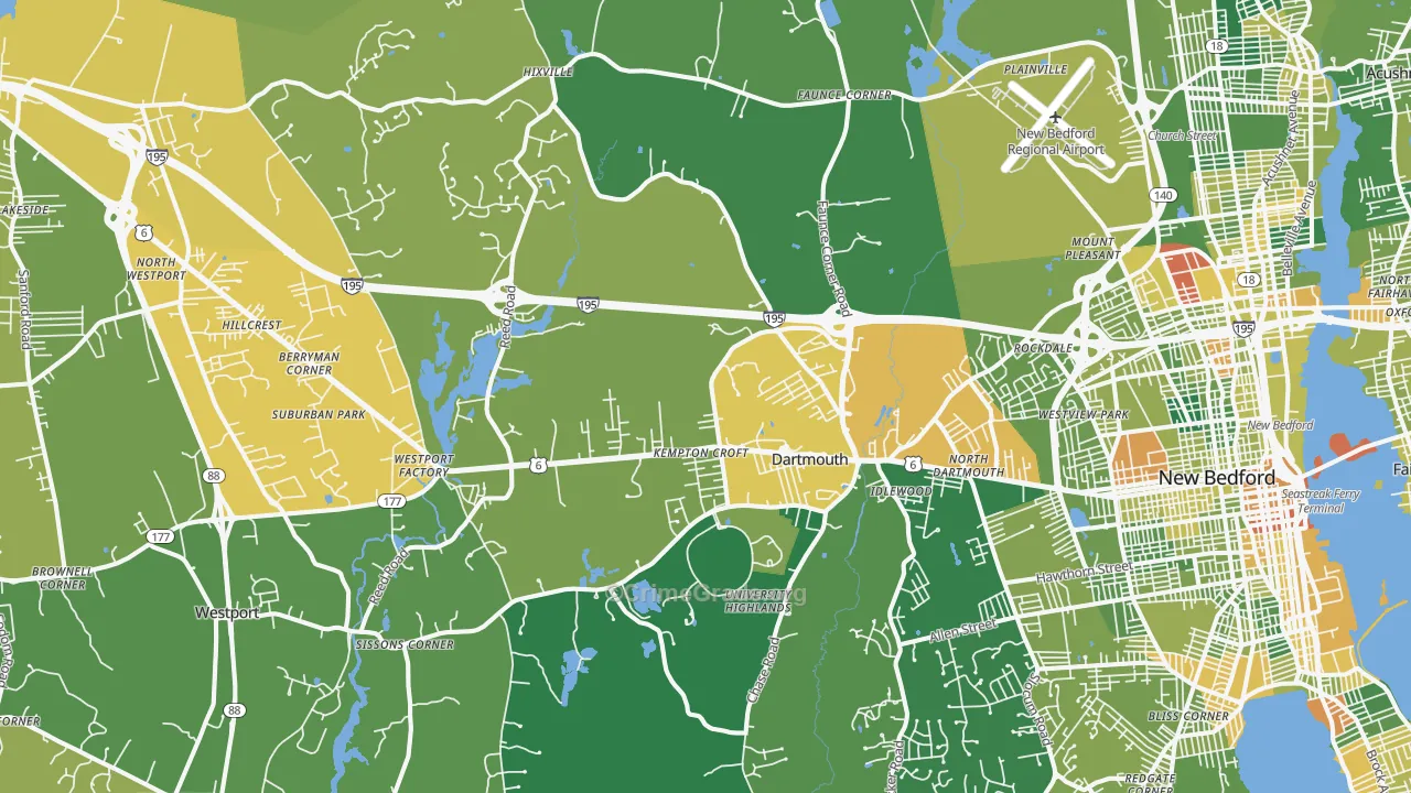 Dartmouth, MA Map of Murder Rates