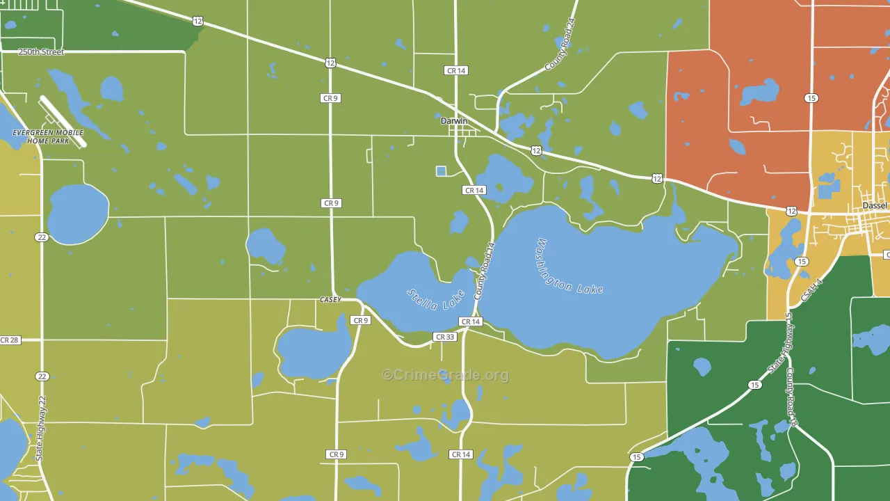 Darwin, MN Map of Murder Rates